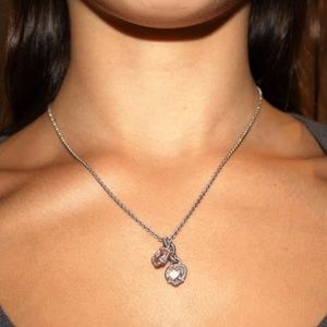 Sterling Silver Twin Heart Pendant Necklace