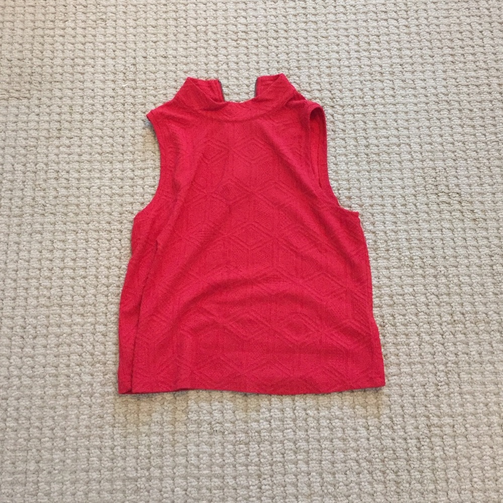 Anthropologie High Neck Red Sleeveless Top