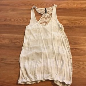 Cream & white striped tank