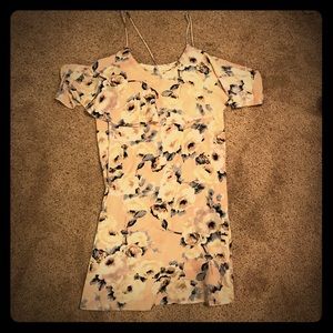 Pink floral off the shoulder dress