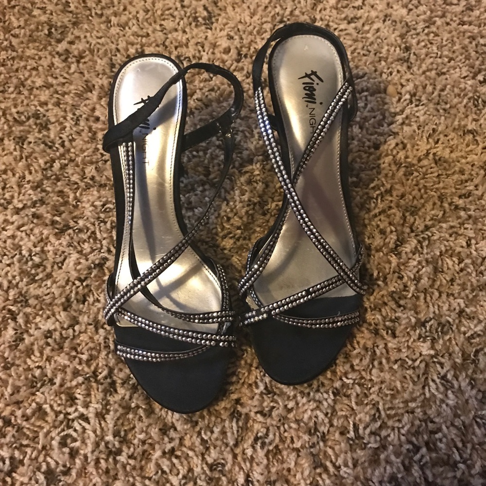 Black and silver high heels