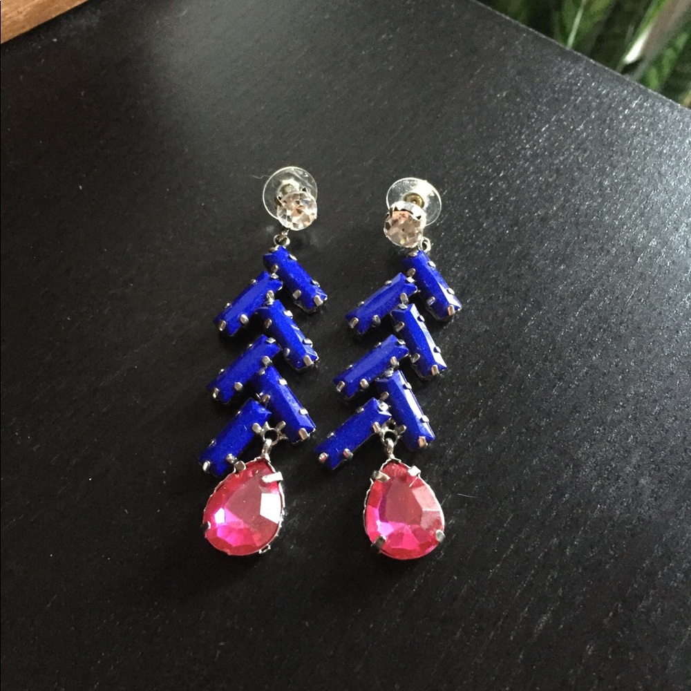 Cobalt Blue and Hot Pink Chandy Earrings! So Sassy