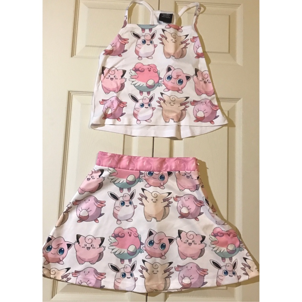 Pink Pokémon matching tank top and skirt