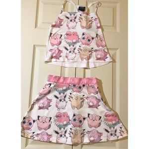 Pink Pokémon matching tank top and skirt