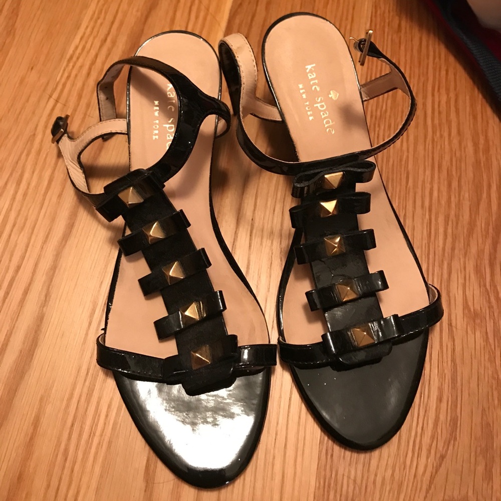 Kate spade 2 inch black wedges with bows