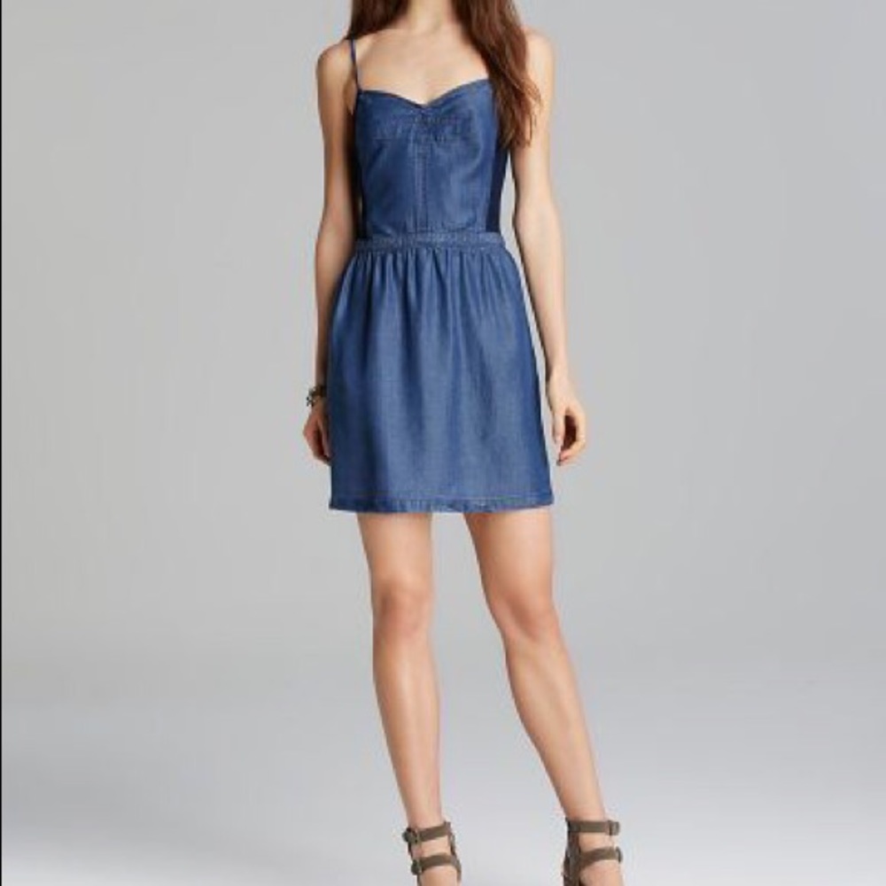 Splendid Denim look dress with sweetheart neckline