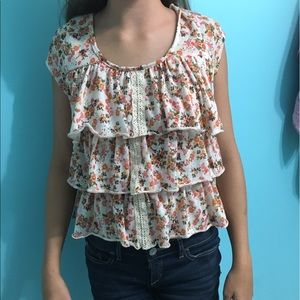 Charlotte Russe Floral Ruffle Shirt