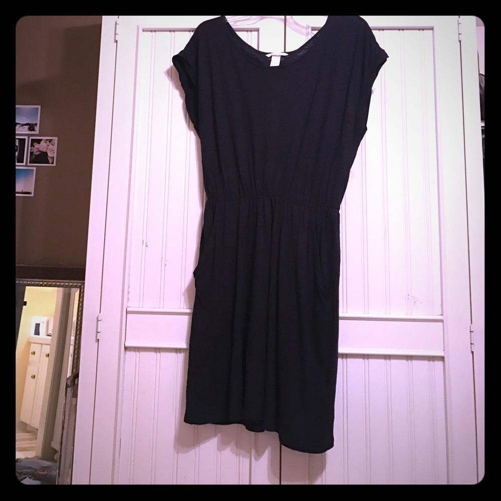 Navy Blue Cotton Dress // WITH POCKETS