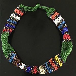 Vintage Multi colored Beaded Tribal Necklace