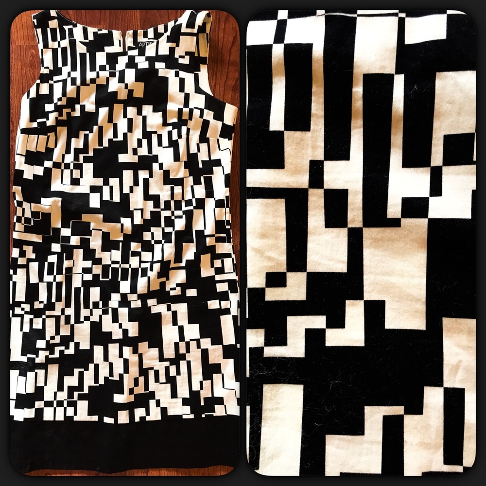 💋Apt 9 Geometric Mod 60s modern dress black&white