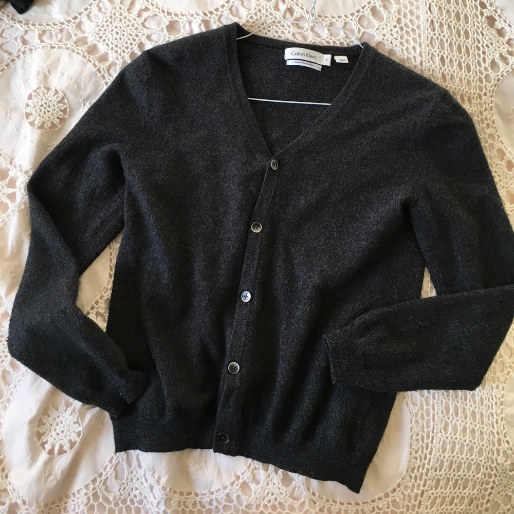 Calvin Klein Grey Merino Wool Cardigan (small)