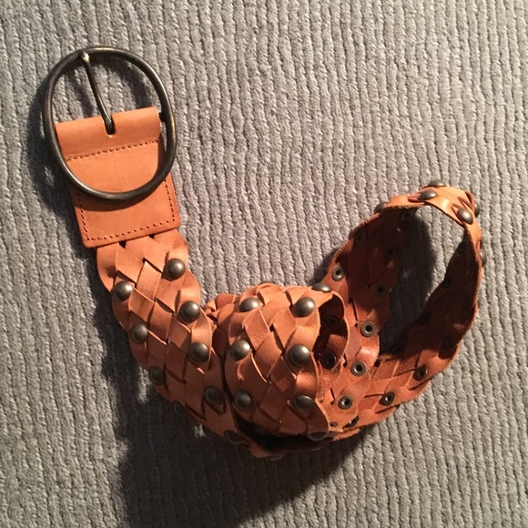 New, genuine leather, cognac colored belt, size M - Picture 3 of 4