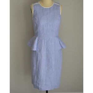 JCrew Linen Peplum Dress French Blue