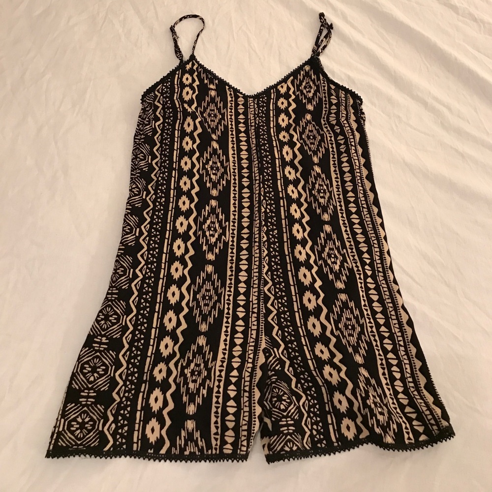 Black & Cream Tribal Print Romper