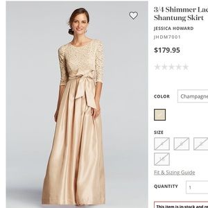 NWT Mother Of Bride beige gold dress