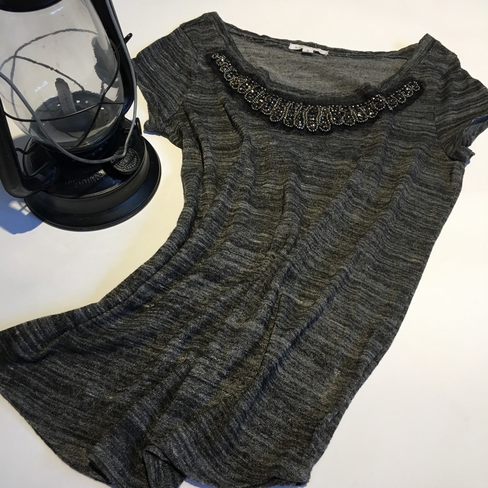 Socialite Top Short sleeves with Beaded Embroidery
