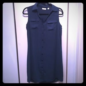 Navy Blue Sleeveless Shirtdress S