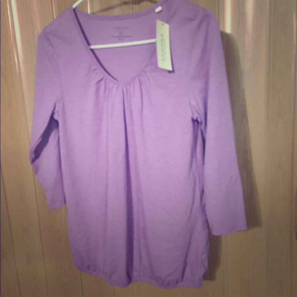 Purple light quarter length sleeve blouse