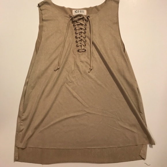 Tan Front knit tie tank - Picture 1 of 6