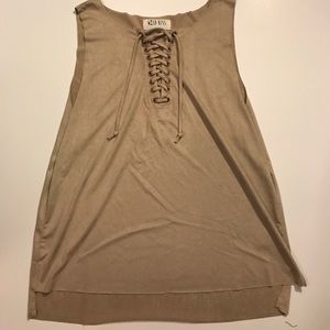 Tan Front knit tie tank