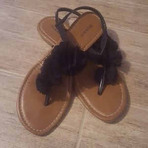 Black Ruffle Sandal