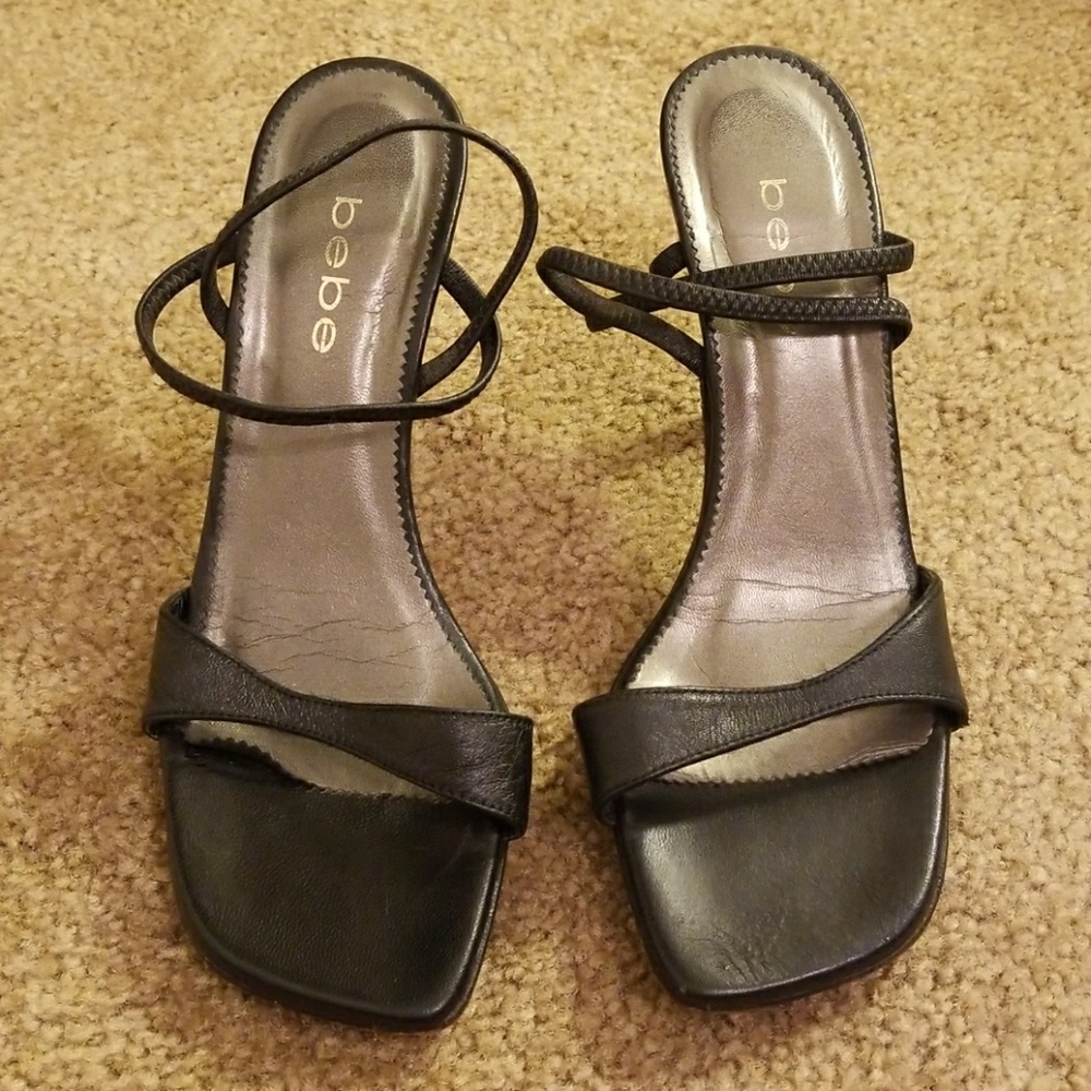Bebe black strappy heels