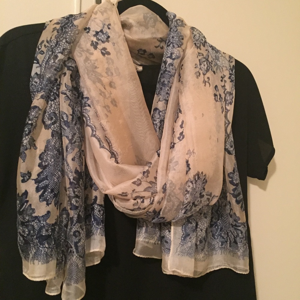 Pure Silk Floral Scarf Shawl