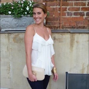 BCBG white silk blouse