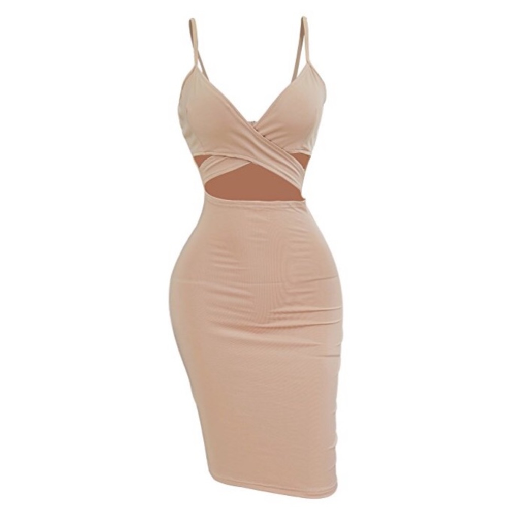 Nude cut out dress