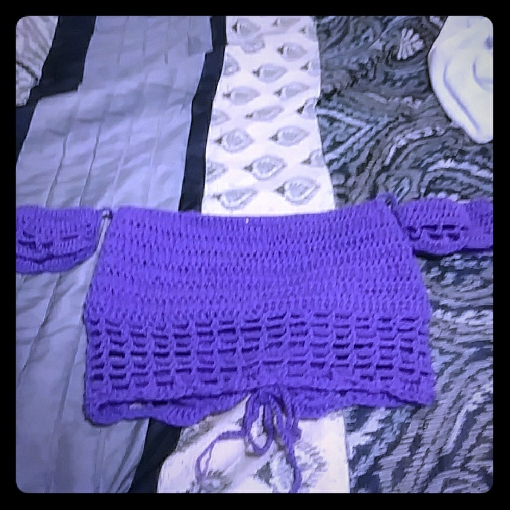 Handmade Crochet Off the shoulder Lace up top