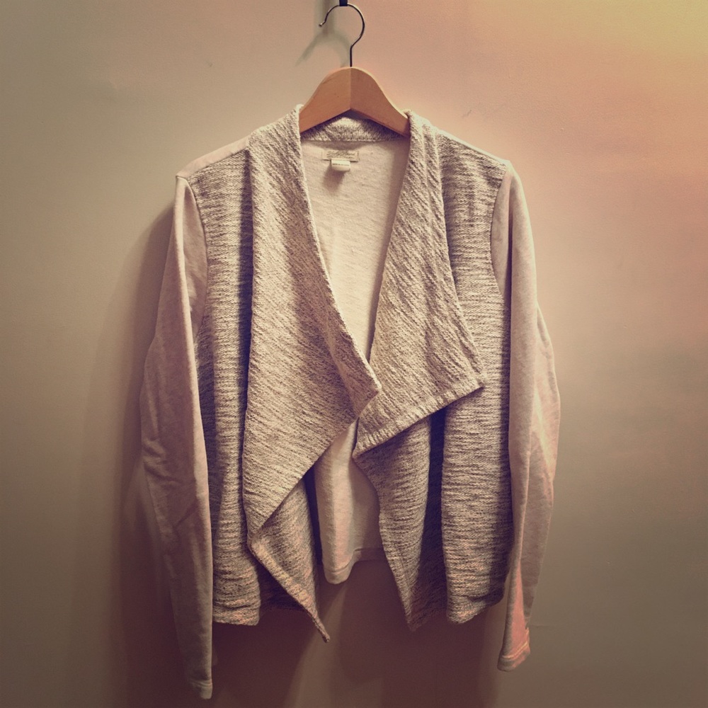 Lucky Brand Cream Sparkle Knit Sweatshirt Cardigan