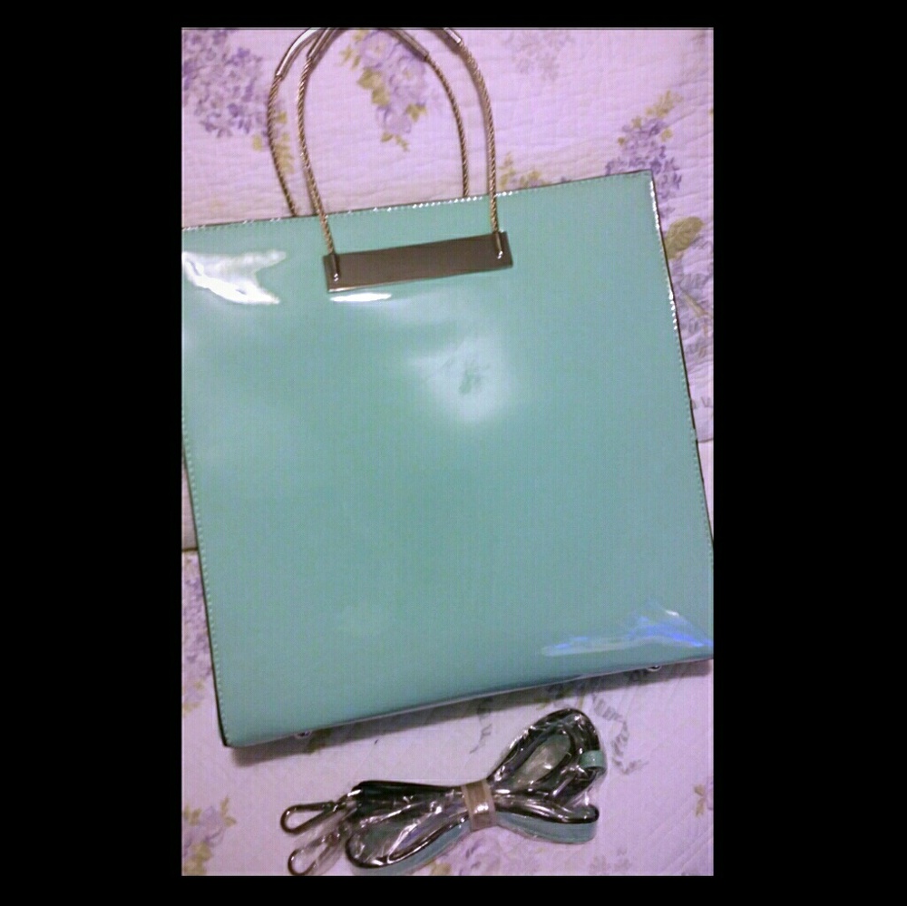 New Green Shiny Patent Leather Tote Handbag