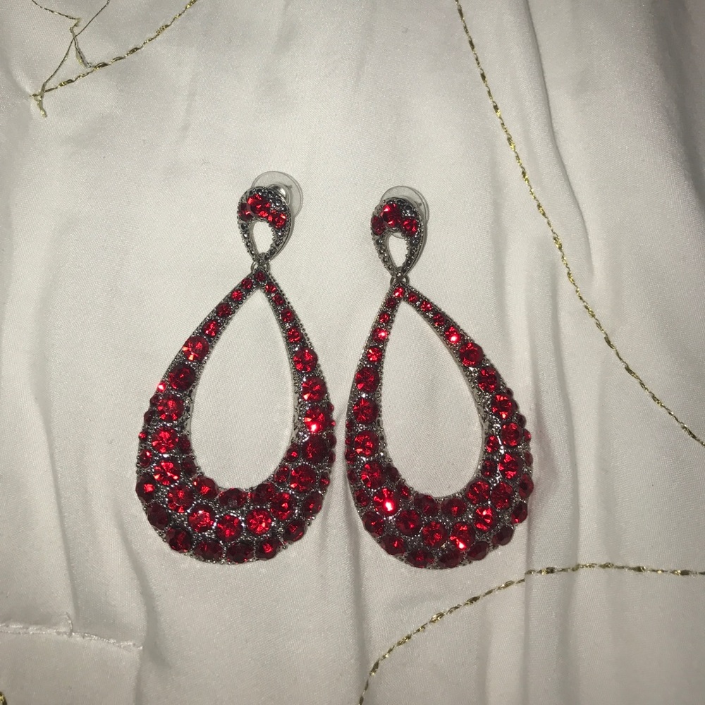 Red rhinestone earrings