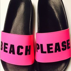Pink Beach Please Slide ons