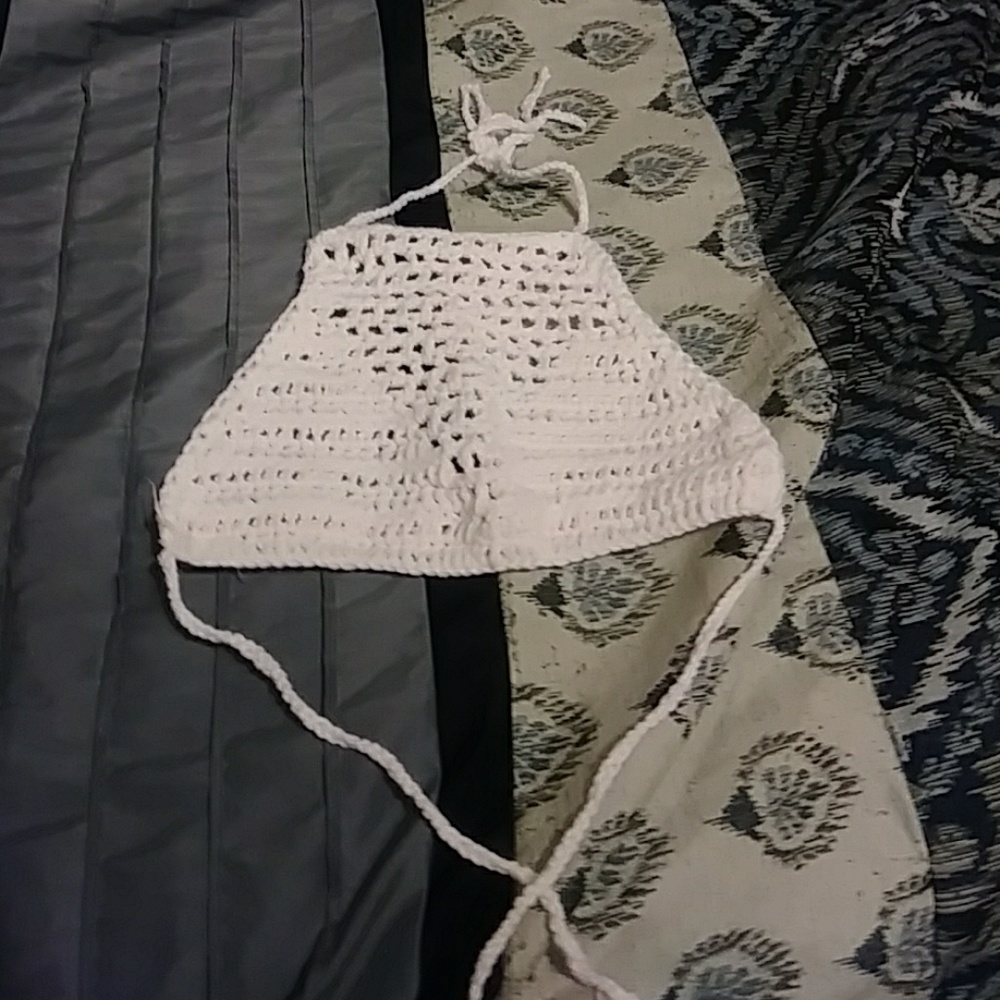 Handmade Crochet Mesh Halter Top/ Bralette