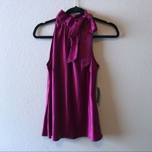 NWT WORTHINGTON Deep Mauve Tie Up Blouse