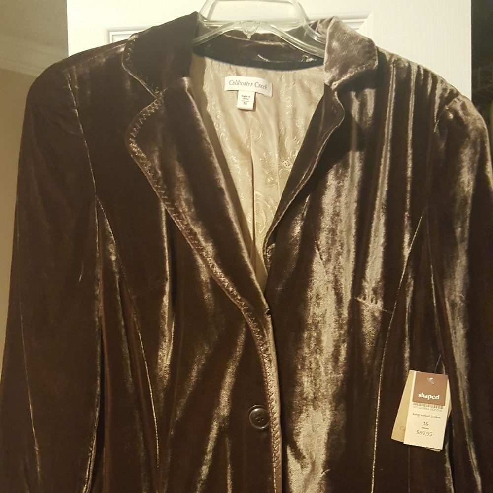 NWT Coldwater Creek Long Velvet Jacket