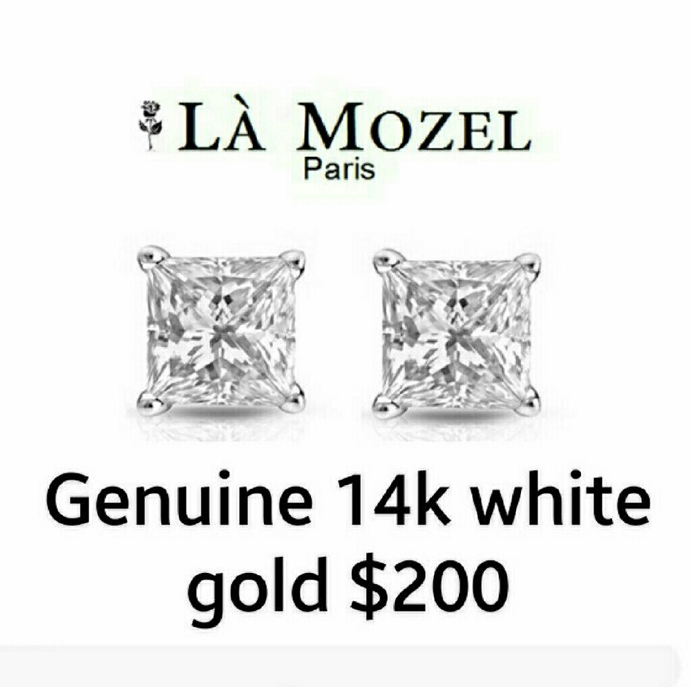 Luxury solid 14k white gold 3mm Swarovski elements