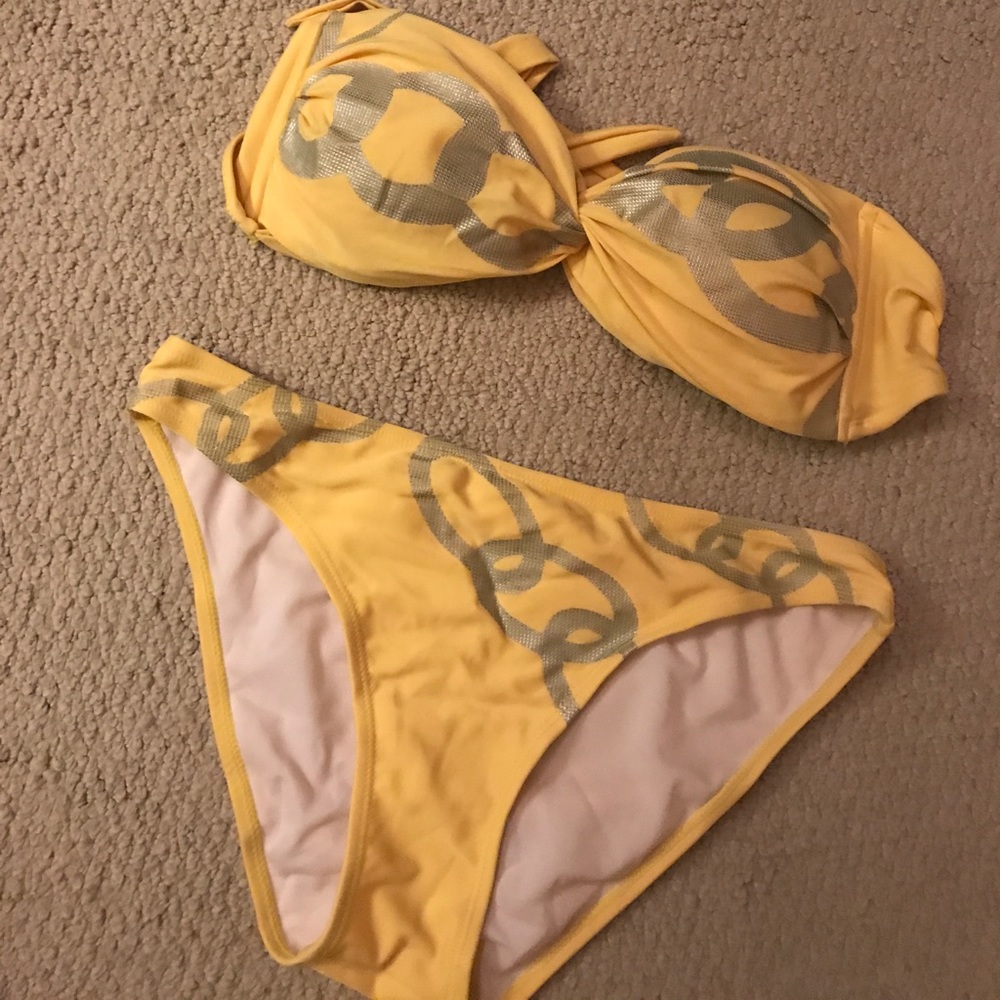 Bandeau yellow bikini