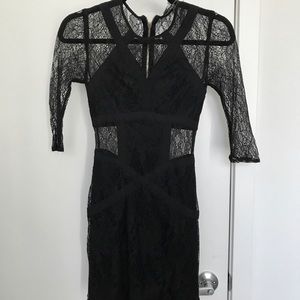 ALL SAINTS Black Long Sleeve Lace Dress