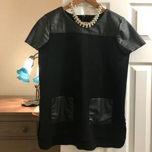 Ann Taylor Black Leather Tunic Top