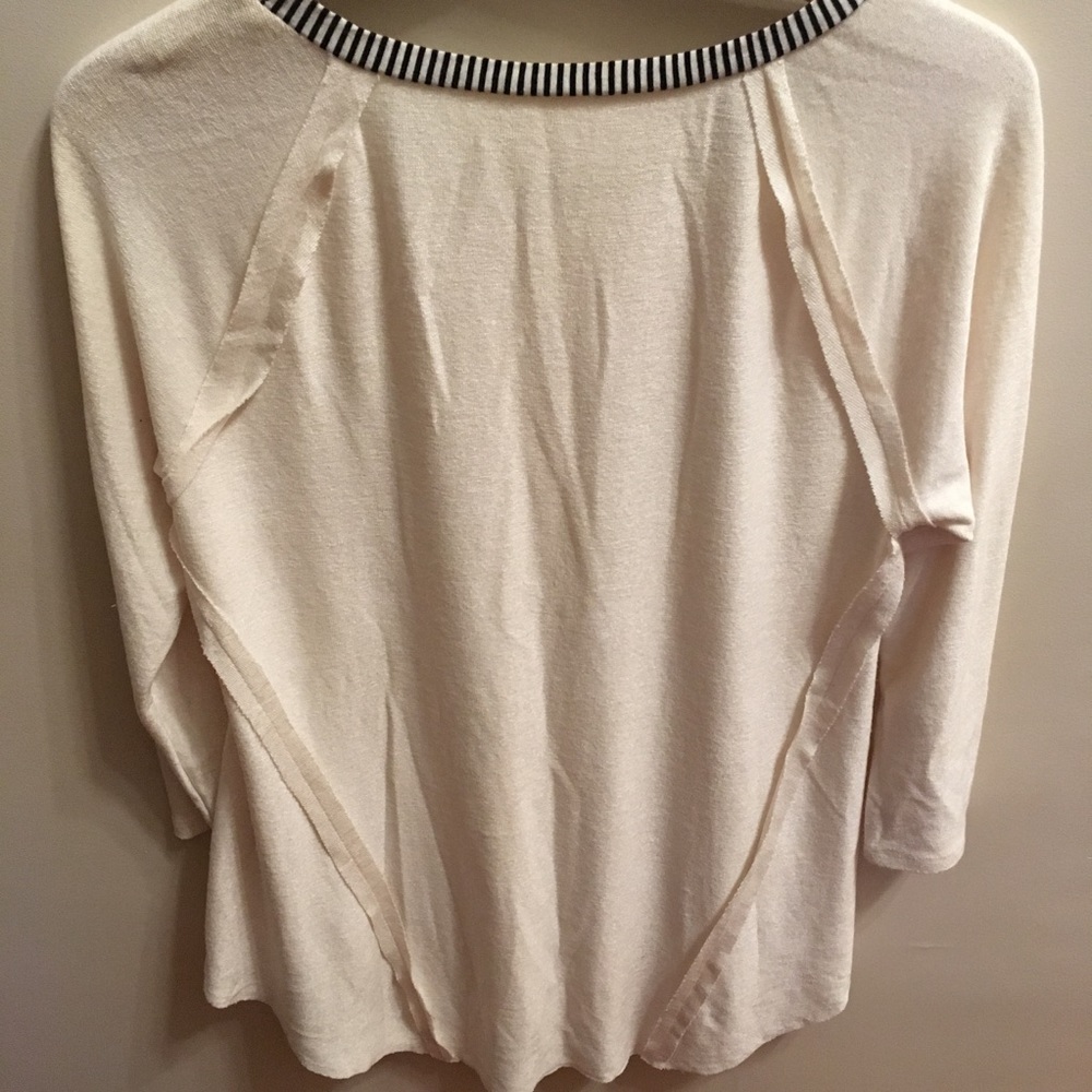 NWOT Ivory with Stripe Detail Light Seamed Tunic - Picture 5 of 5