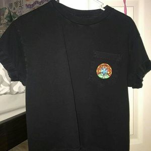 Stussy black cropped pocket tee