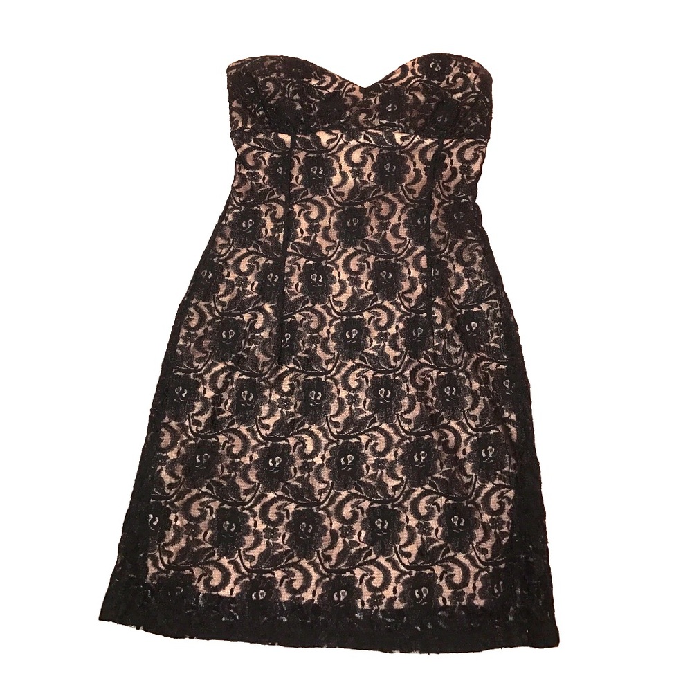 Black Strapless Lace Dress