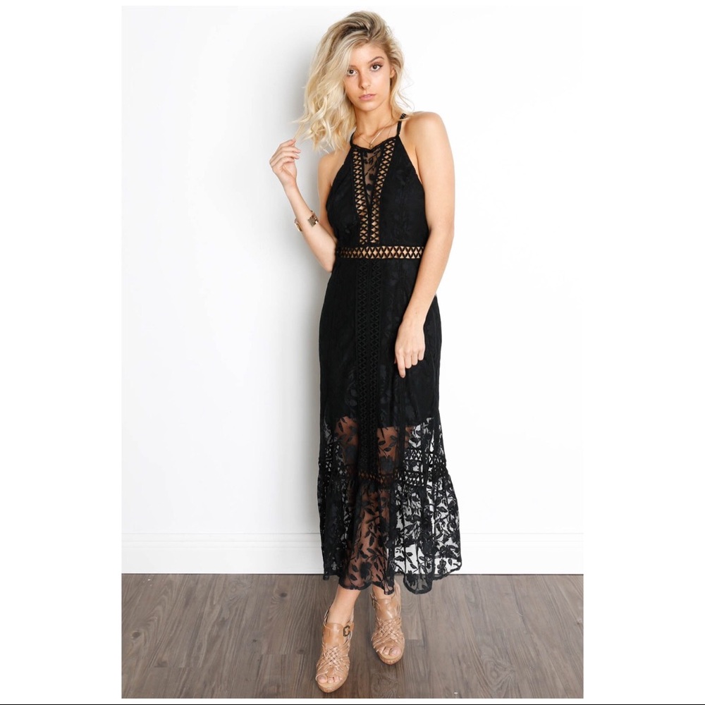 Free People Black Lace Maxi Dress