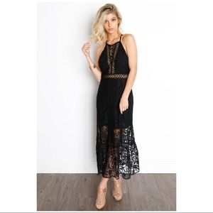 Free People Black Lace Maxi Dress