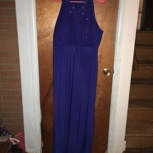 High Neck Royal Blue Prom Dress