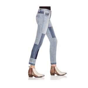 Free People Patched and Relaxed Skinny Jeans