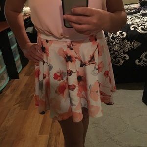 Pink Floral Skater Skirt