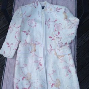 Tweed Style Floral Calf Length Jacket Blazer